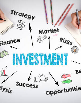 Investment Chart, Concept. The meeting at the white office table